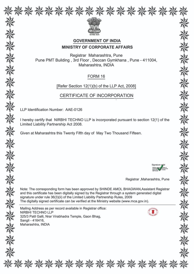 Incorporation Certificate